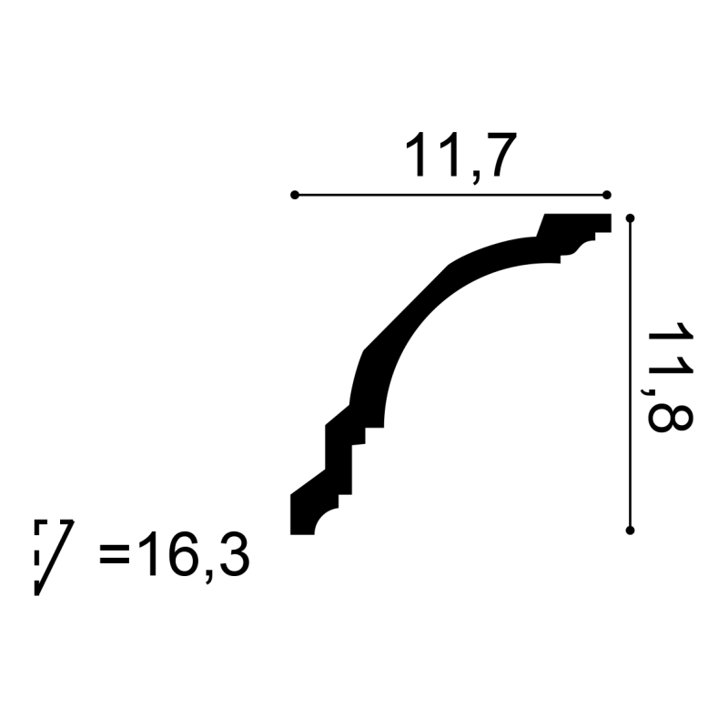 Wymiary listwa sufitowa CX106